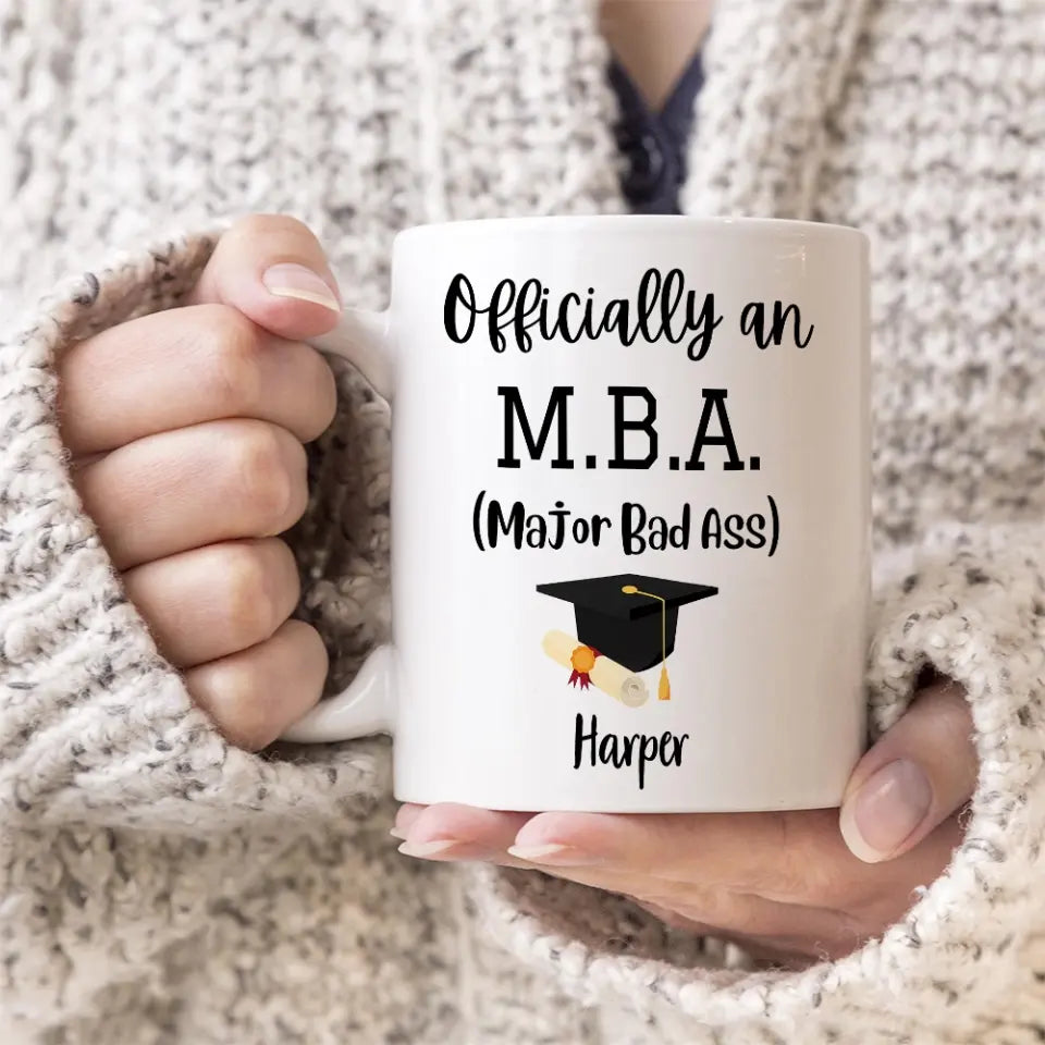 MBA Official Major Bad Ass Personalized White Mug Graduation Gift