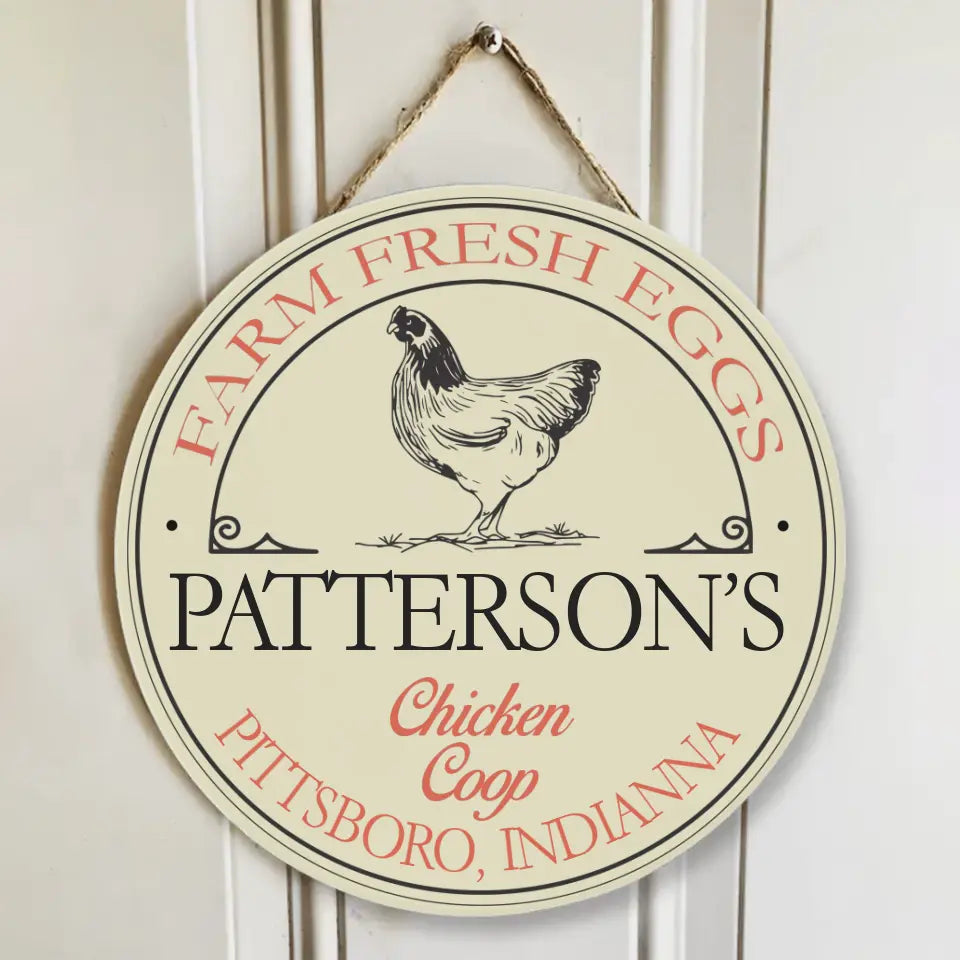 Farm Fresh Eggs Round Wooden Sign