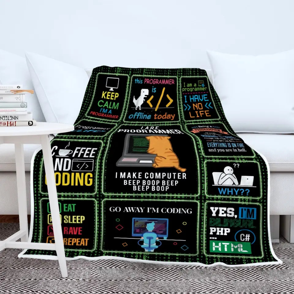 Go Away I'm Coding, Fleece Blanket, Gift For Coder Programmer, Engineer | 312IHPLNBL1313