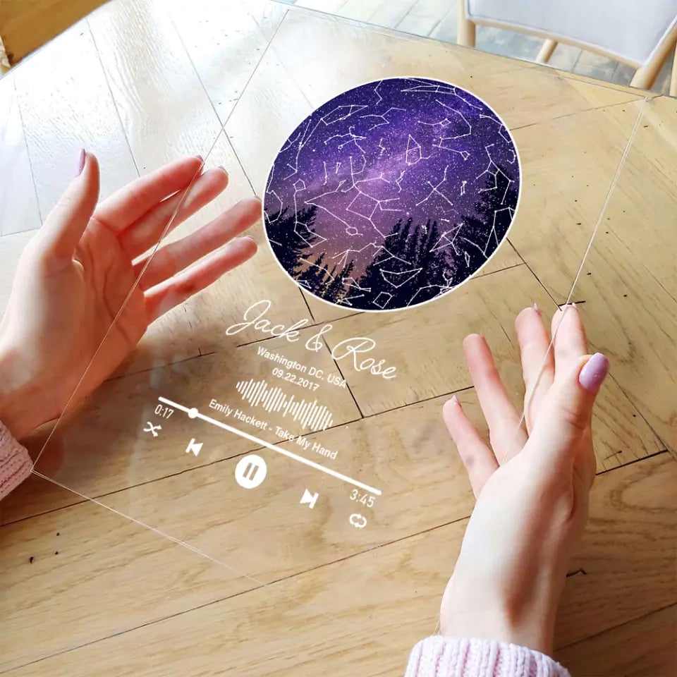 Personalized Valentine Gifts - Custom Star Map With Favorite Song Personalized Acrylic Plaque