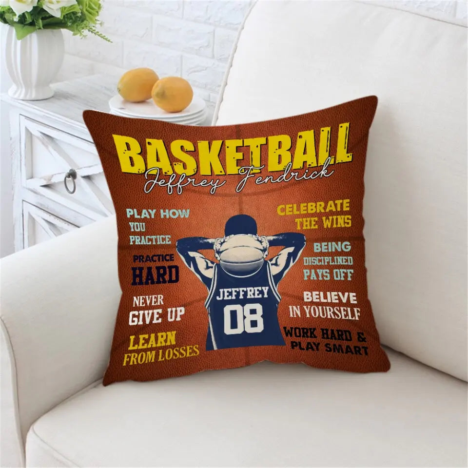 Believe In Yourself, Work Hard & Play Smart - Personalized Pillow