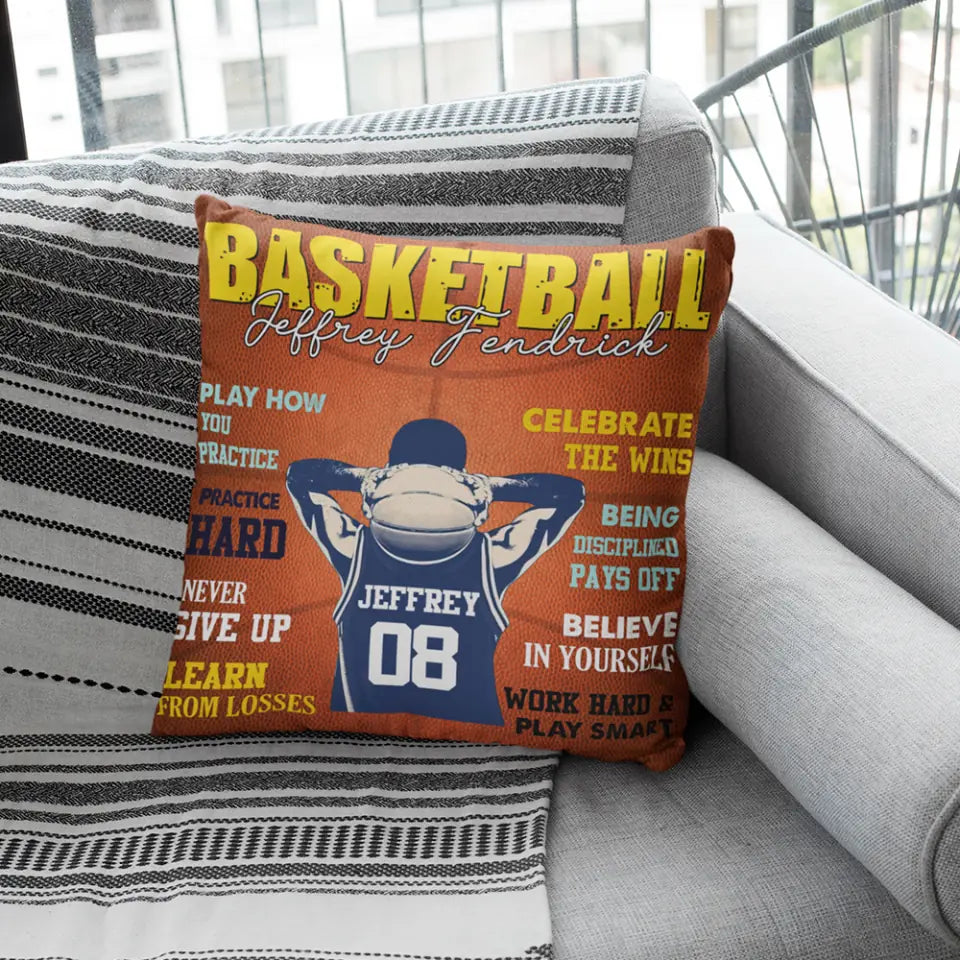 Believe In Yourself, Work Hard & Play Smart - Personalized Pillow