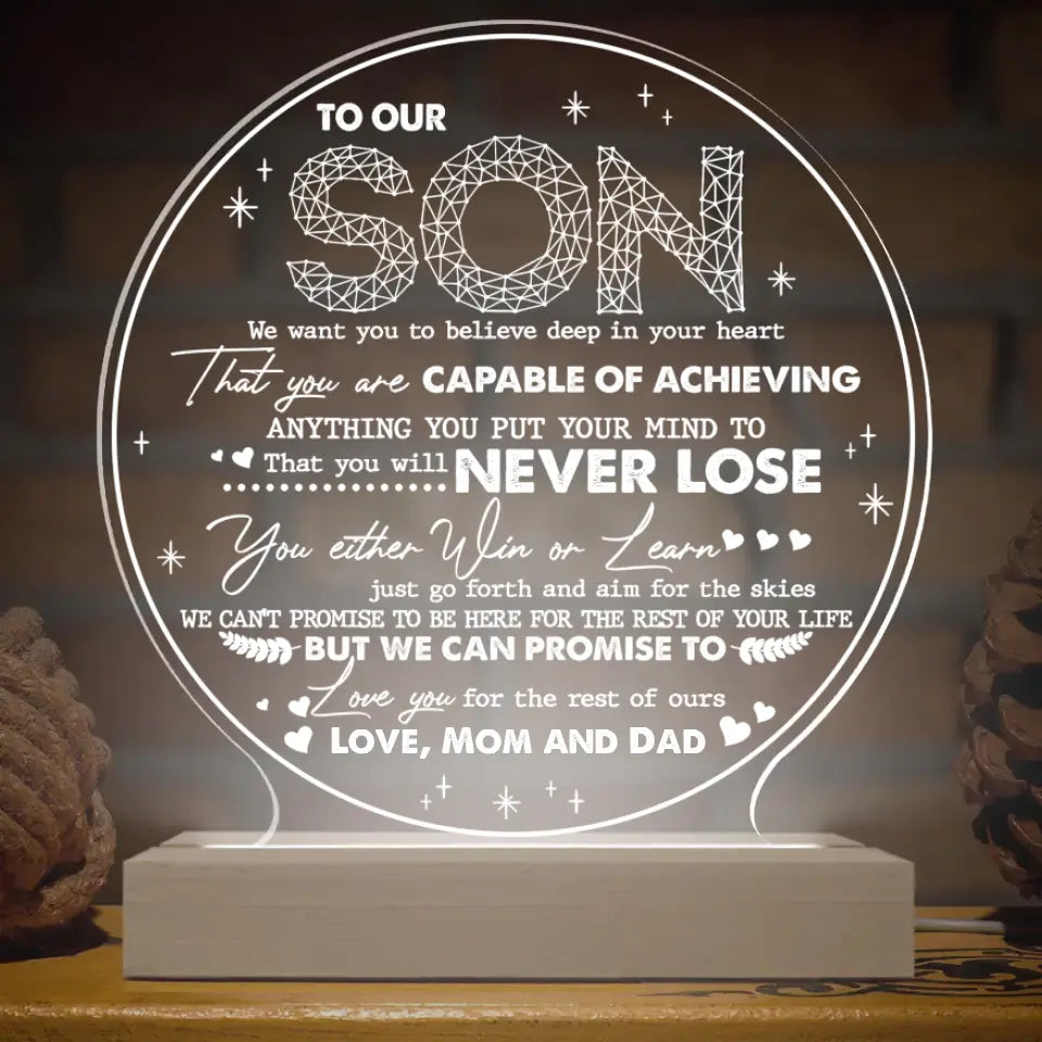 We Want You To Believe In Your Heart - Personalized 3D LED Light With Wooden Base