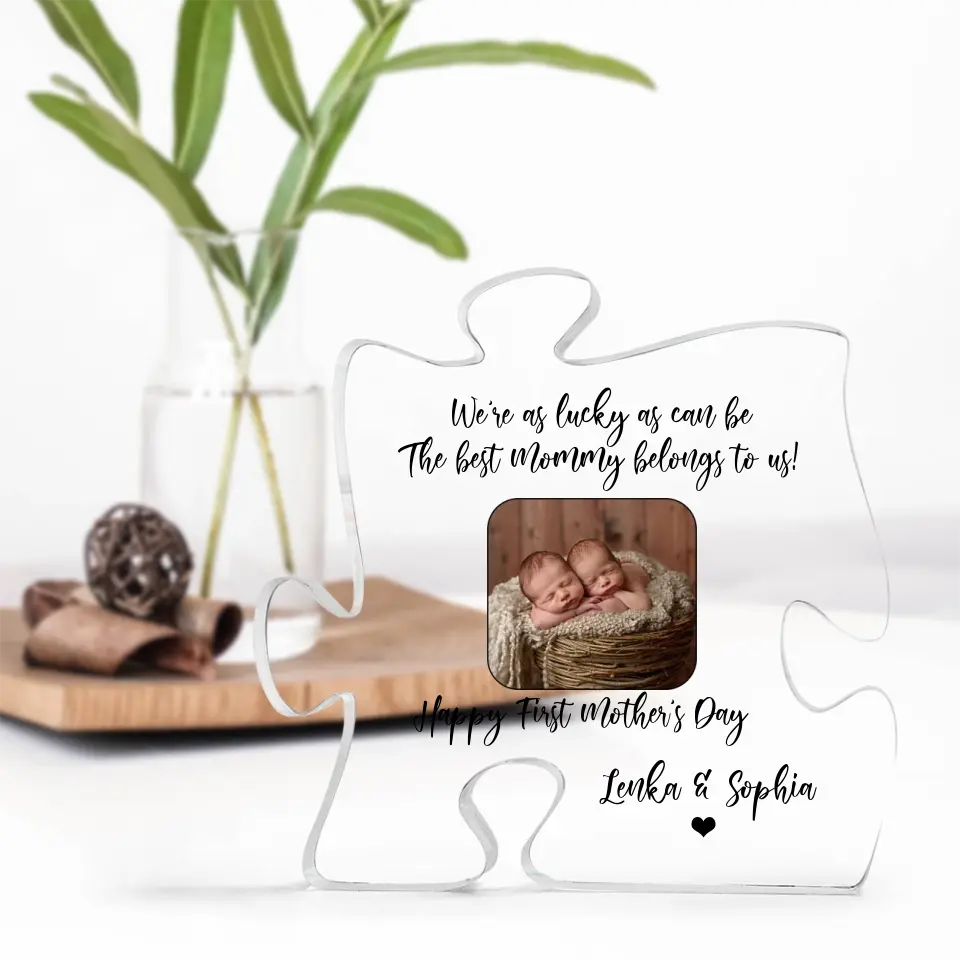 We're as Lucky as Can Be - Personalized Puzzle Acrylic Plaque