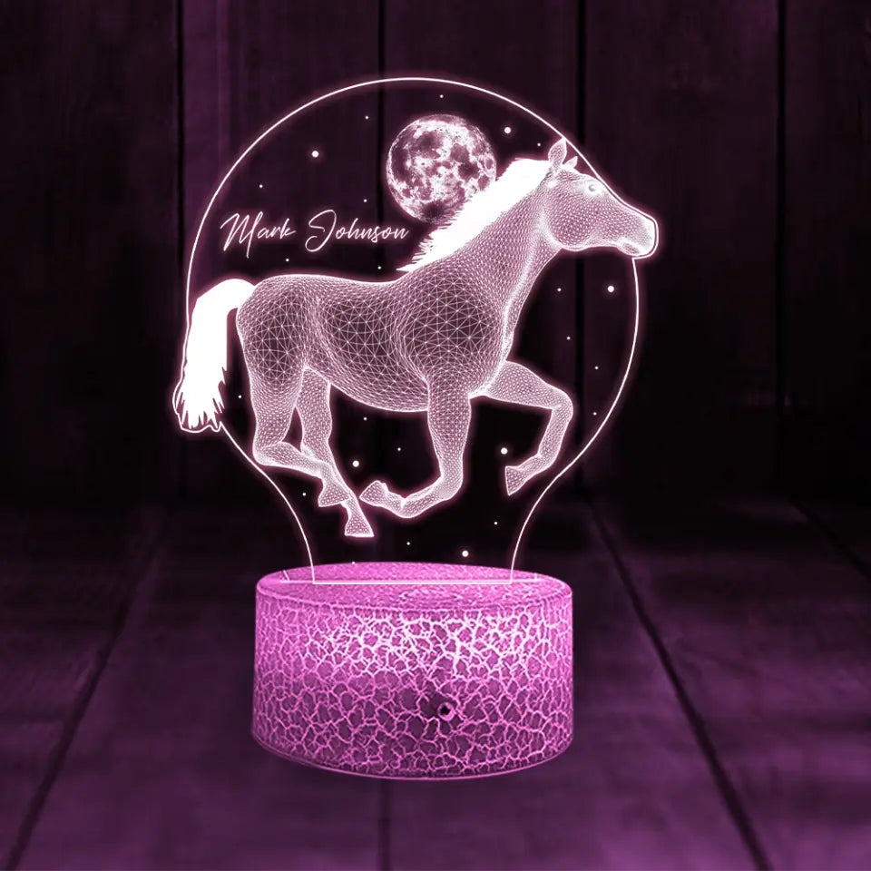 Horses Art Decor - Personalized 3D Led Light with Name - Gift For Horse Lovers, Esquetrian