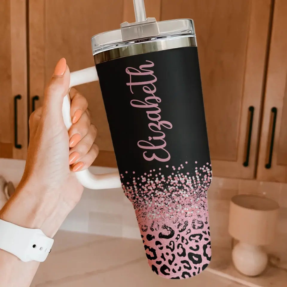 Fifty & Fabulous - 50th Birthday Gift for Women, Mom - 40oz Tumbler with Handle - Tumbler Cup Gifts