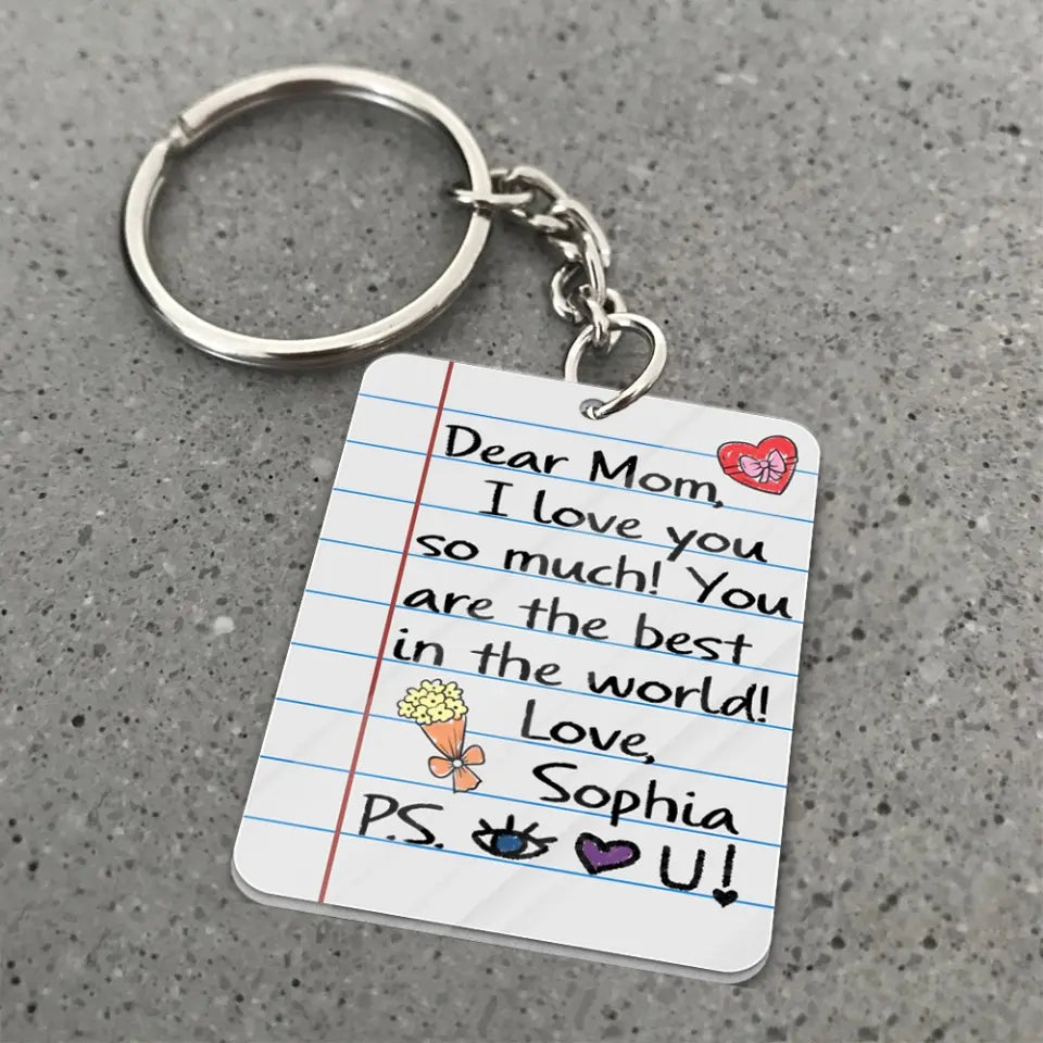Cute Handwriting Acrylic Keychain Gift from Kid to Mom for Mother's Day