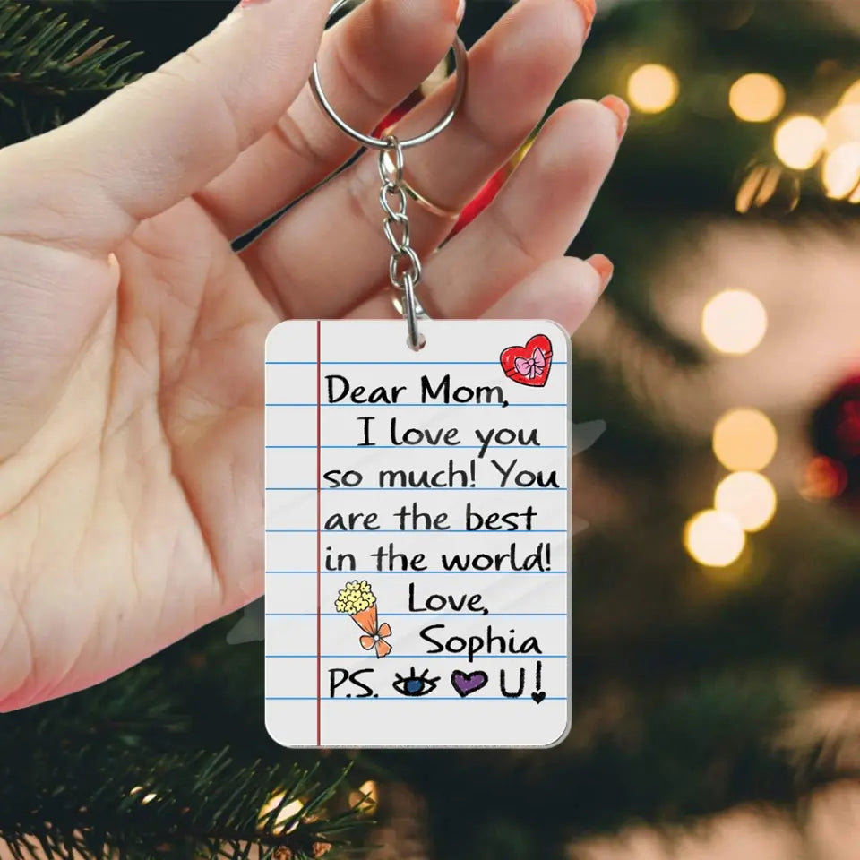 Cute Handwriting Acrylic Keychain Gift from Kid to Mom for Mother's Day
