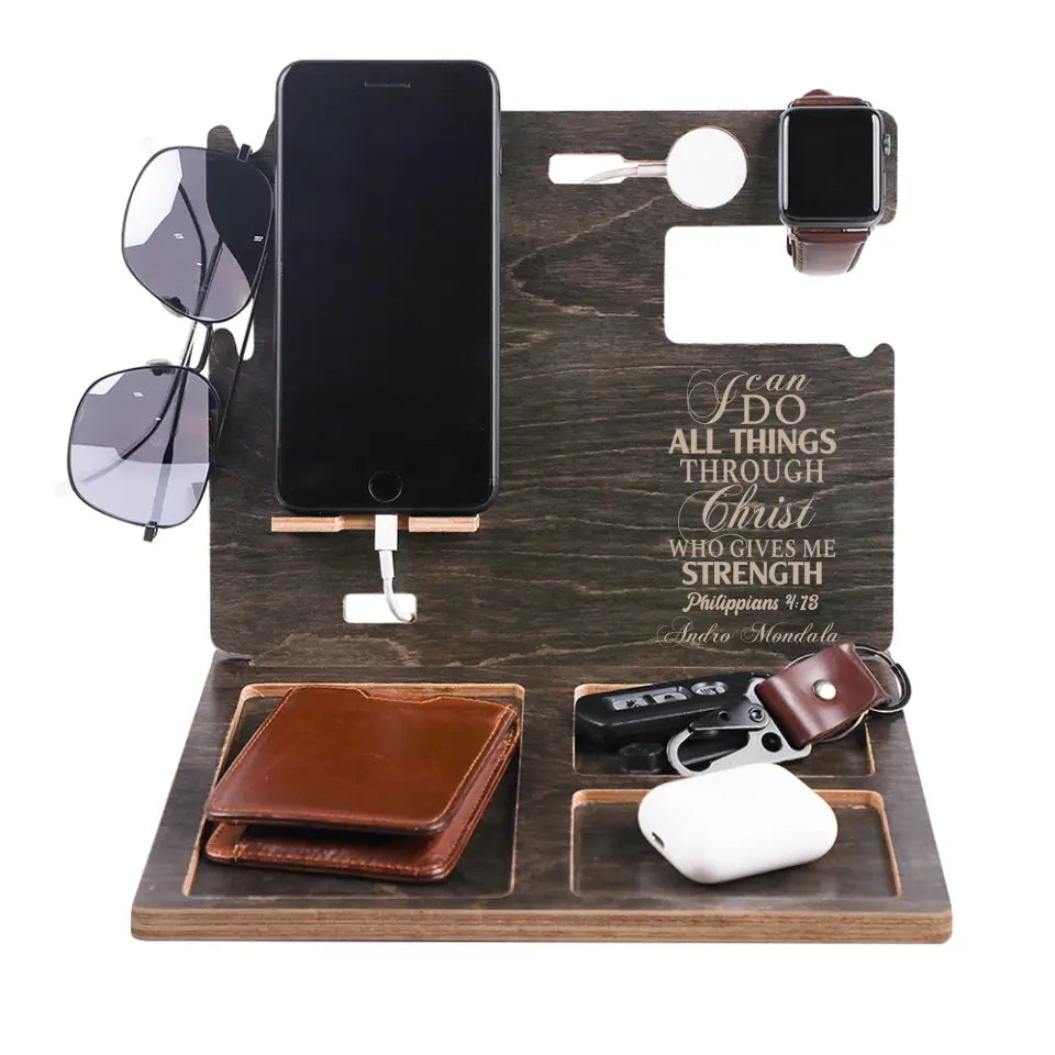 I Can Do All Things Through Christ Who Gives Me Strength - Personalized Dock Station - Gift For Christian