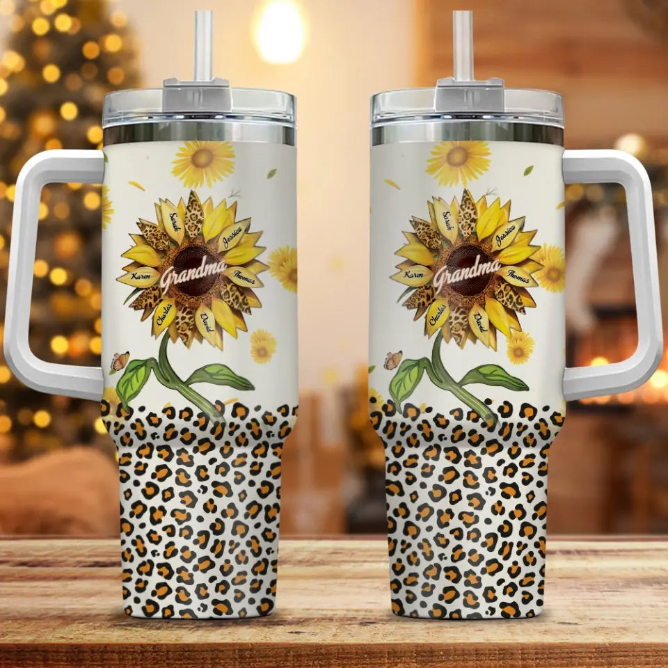 Sunflower Grandma Mom Personalized 40oz Tumbler