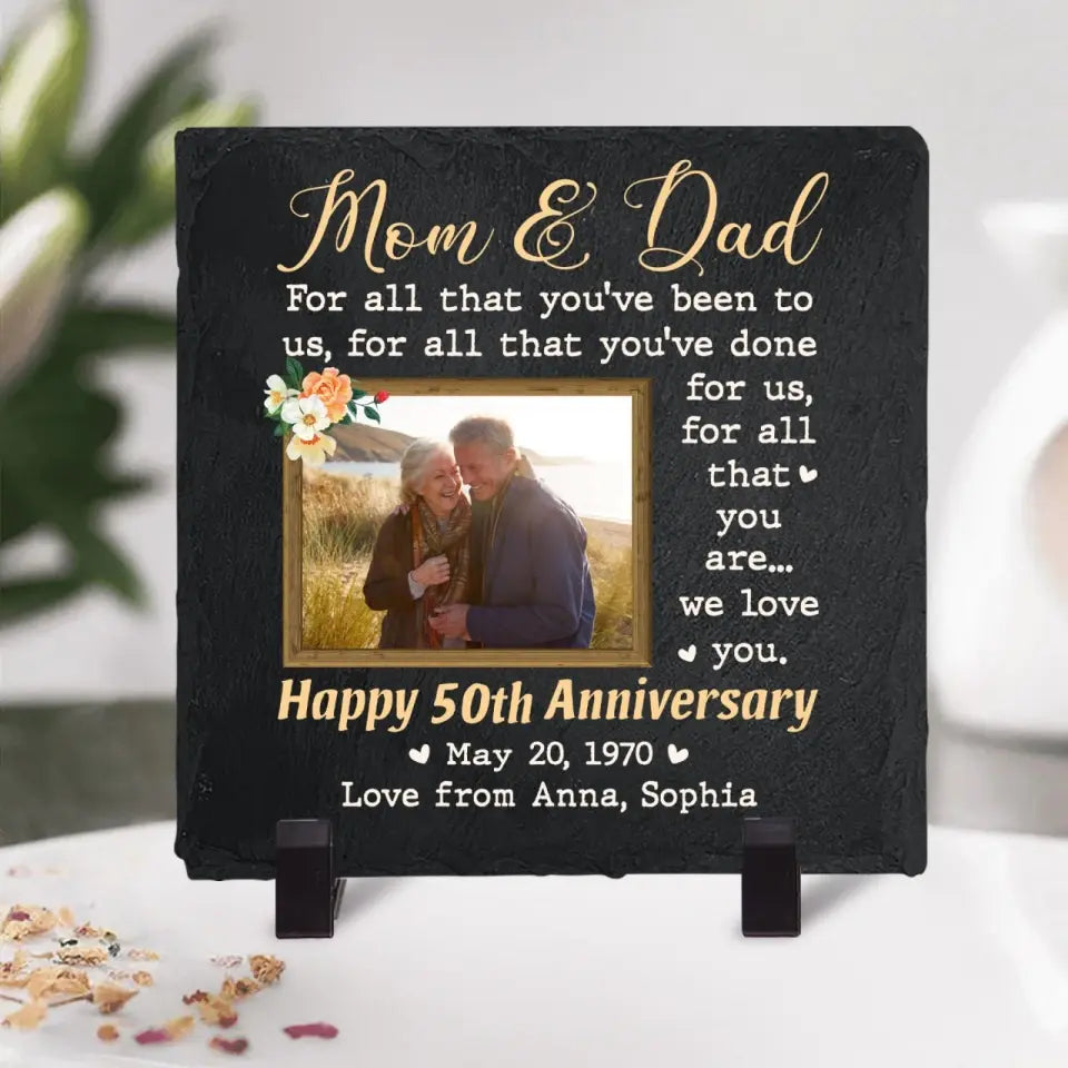 50th Anniversary Gift for Mom and Dad from Kids Printed Stone