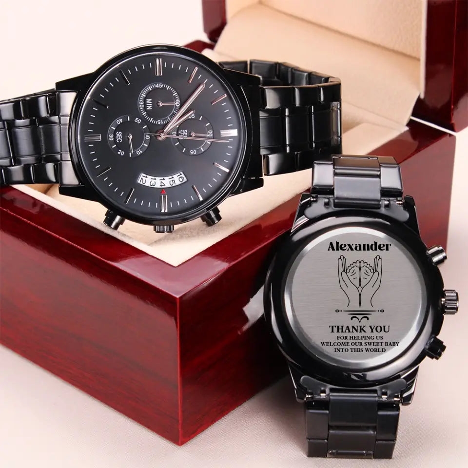 Appreciation Thank You Gifts for OB-GYN Doctor Engraved Stainless Steel Watch