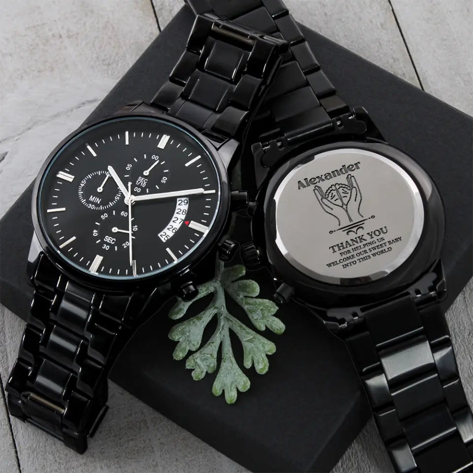 Appreciation Thank You Gifts for OB-GYN Doctor Engraved Stainless Steel Watch