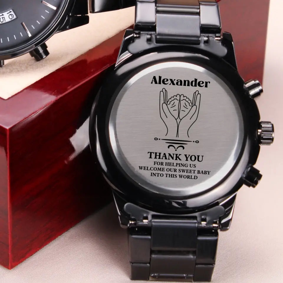 Appreciation Thank You Gifts for OB-GYN Doctor Engraved Stainless Steel Watch
