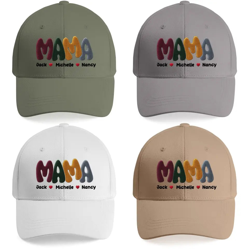 Personalized Mama with Kid's Name Embroidered Cap Gift for Mom