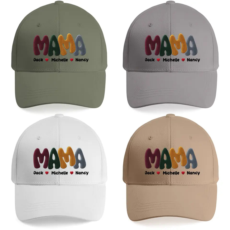 Personalized Mama with Kid's Name Embroidered Cap Gift for Mom