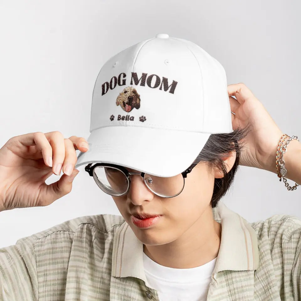 Personalized Dog Face with Name Gift for Dog Mom Embroidered Cap