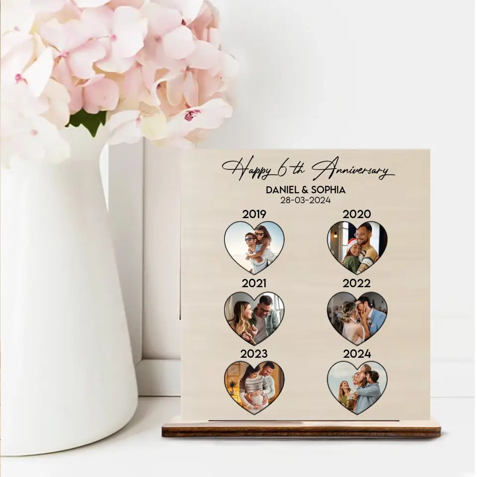Happy Anniversary 6 Years Personalized Plaque