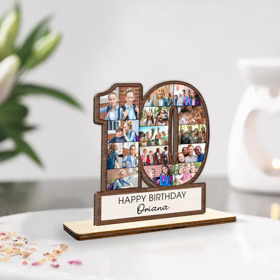 10th Happy Birthday Upload Photo Wooden Plaque