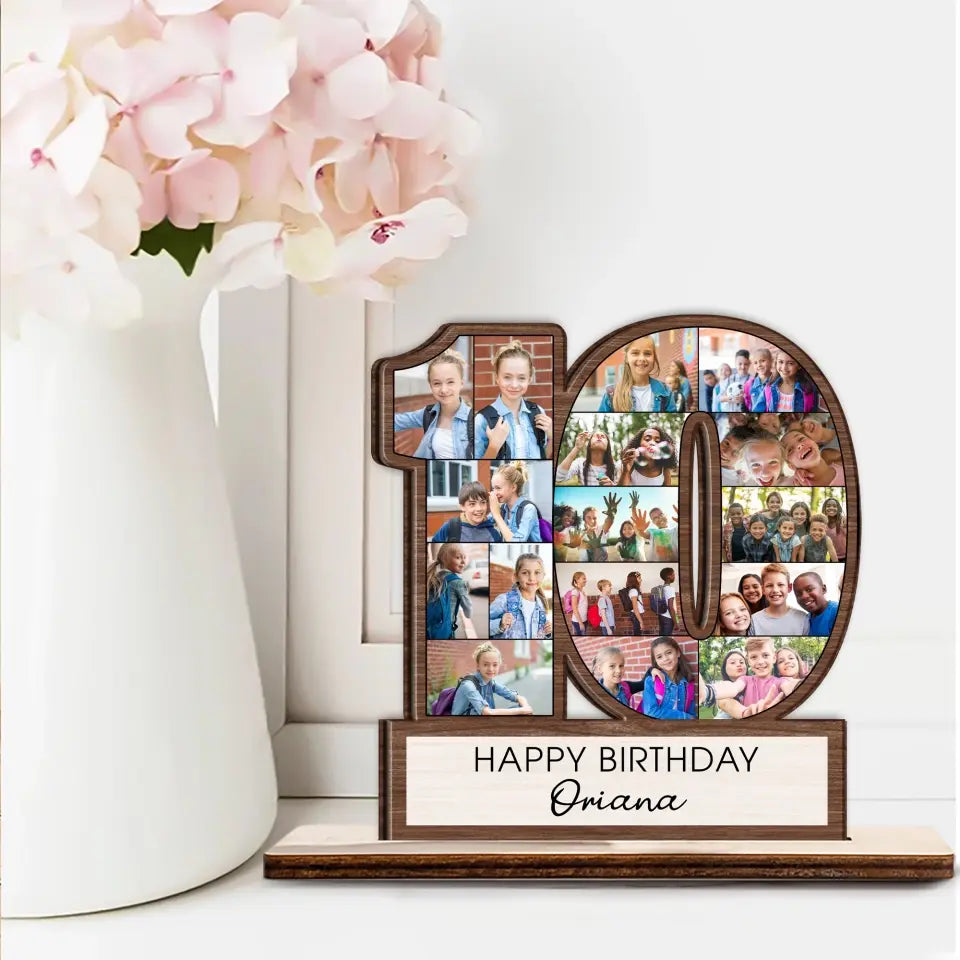10th Happy Birthday Upload Photo Wooden Plaque