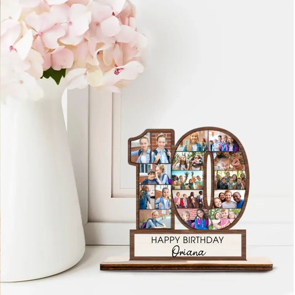 10th Happy Birthday Upload Photo Wooden Plaque