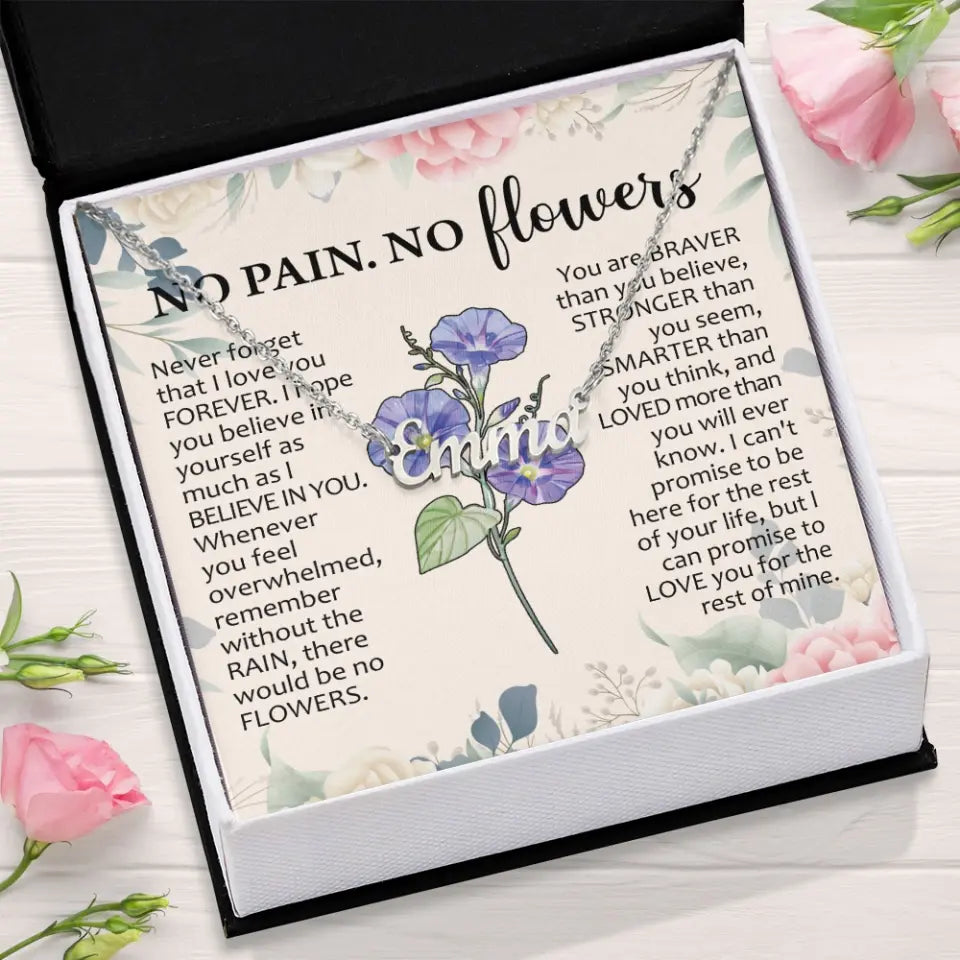 Personalized Birth Month Flowers Name Necklace Inspiring Gift for Women