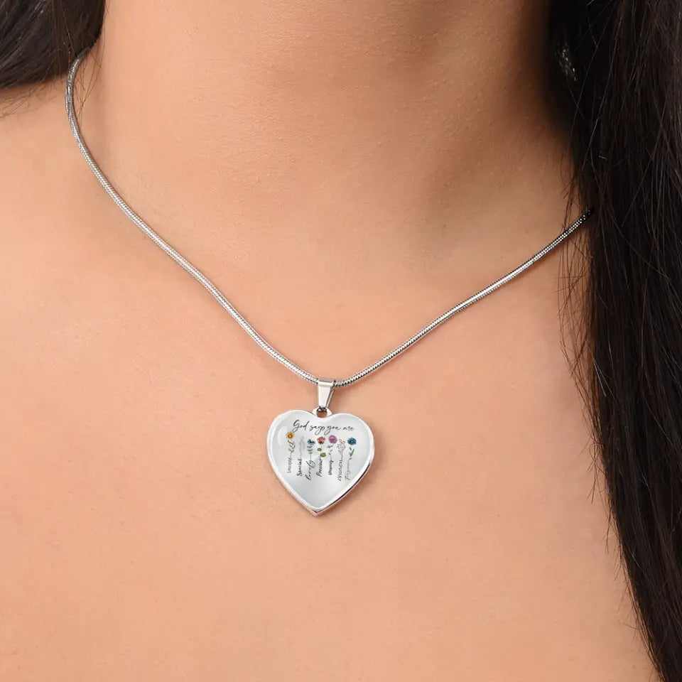 Christian Birthday Gift for Girls Women God Says You Are Flowers Heart Luxury Necklace Engraved Name