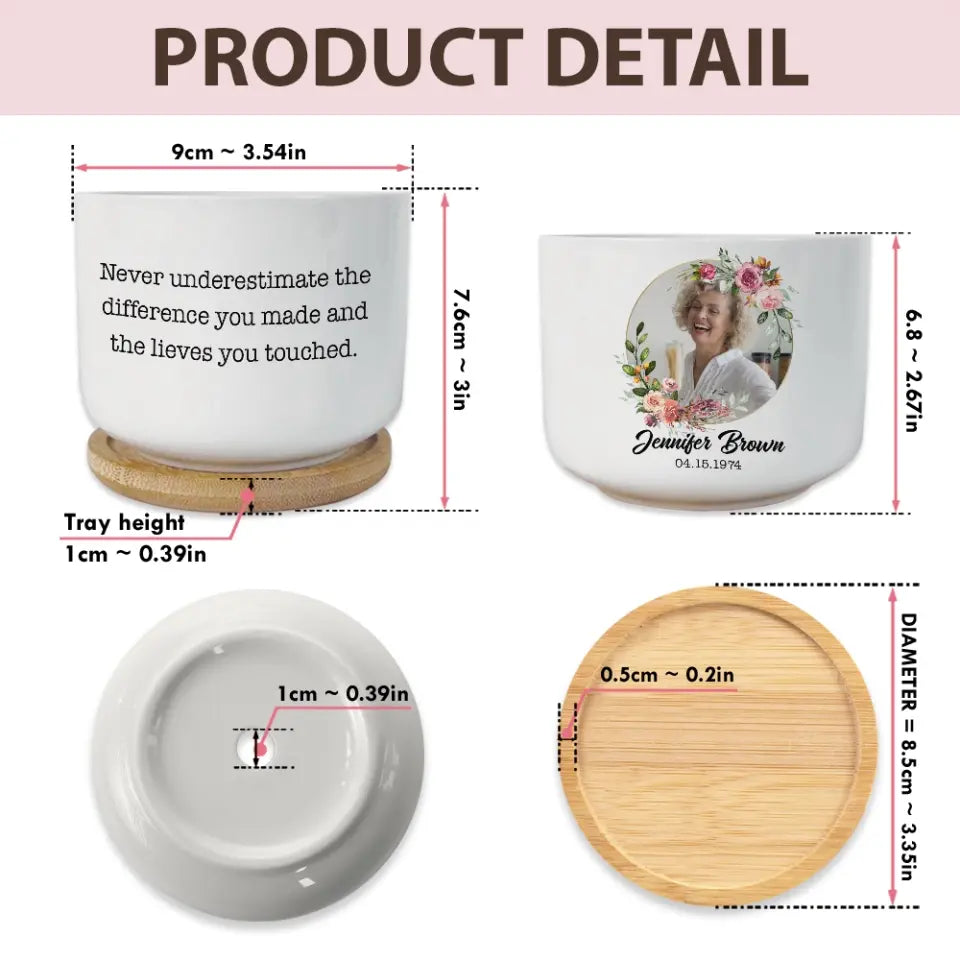 Never Underestimate the Difference You Made and the Lives You Touched Plant Pot Gift for Boss Coworker