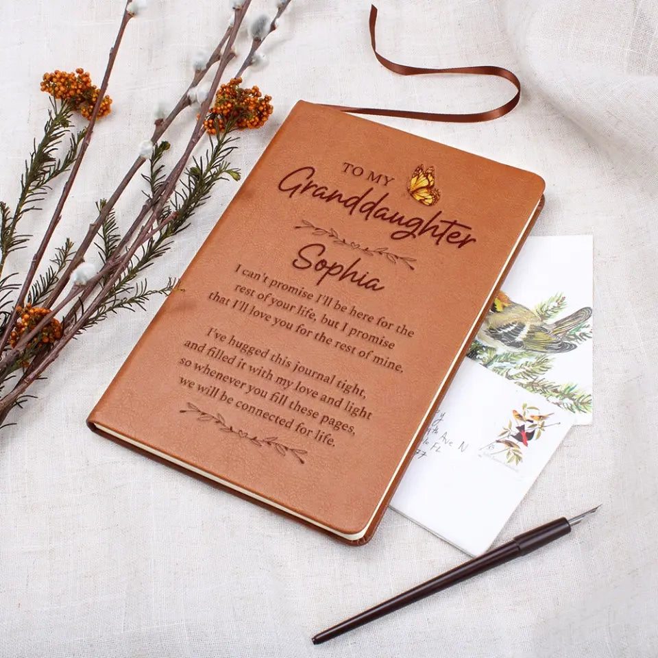 To My Granddaughter Personalized Graphic Leather Journal