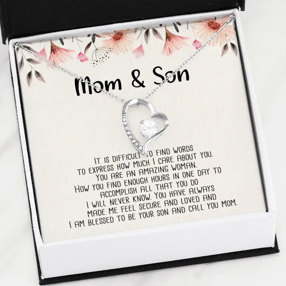 Mom & Son Message from Son to Mommy Necklace Gift for Mother's Day Birthday