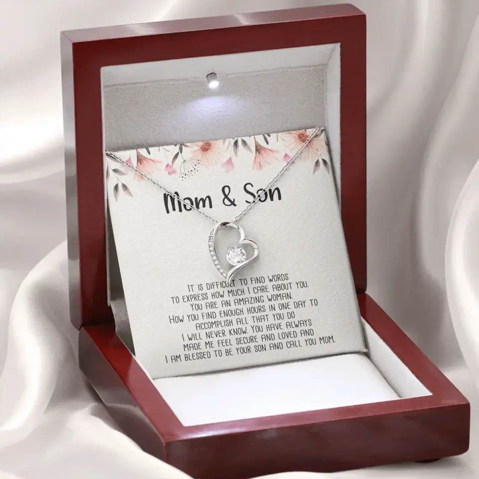 Mom & Son Message from Son to Mommy Necklace Gift for Mother's Day Birthday