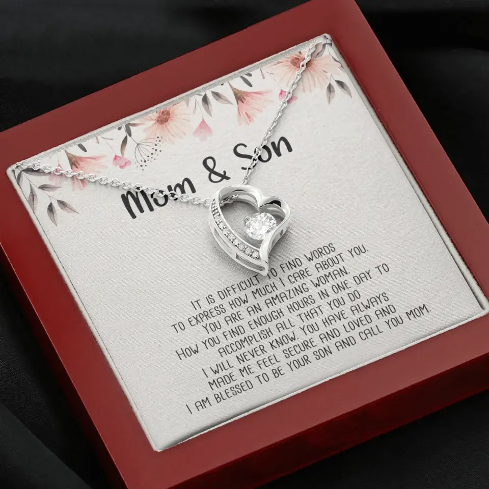 Mom & Son Message from Son to Mommy Necklace Gift for Mother's Day Birthday