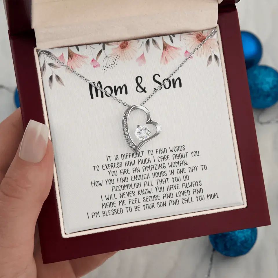 Mom & Son Message from Son to Mommy Necklace Gift for Mother's Day Birthday