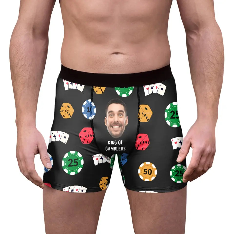 Funny Men Boxer with Face Gift for Guy Friends Husband Dad Gamblers