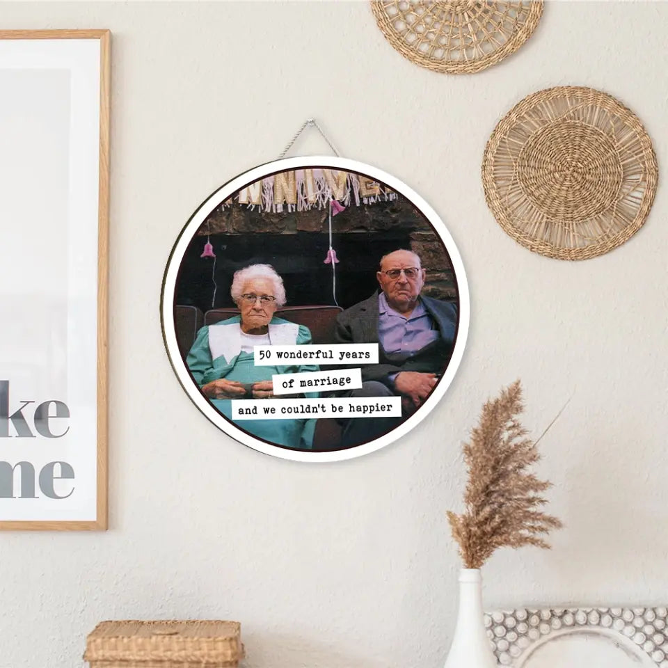 Couple Wooden Sign Funny Anniversary Gift for Parents Grandparents Round Wooden Sign