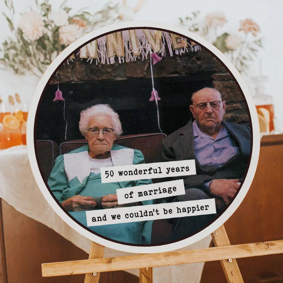 Couple Wooden Sign Funny Anniversary Gift for Parents Grandparents Round Wooden Sign