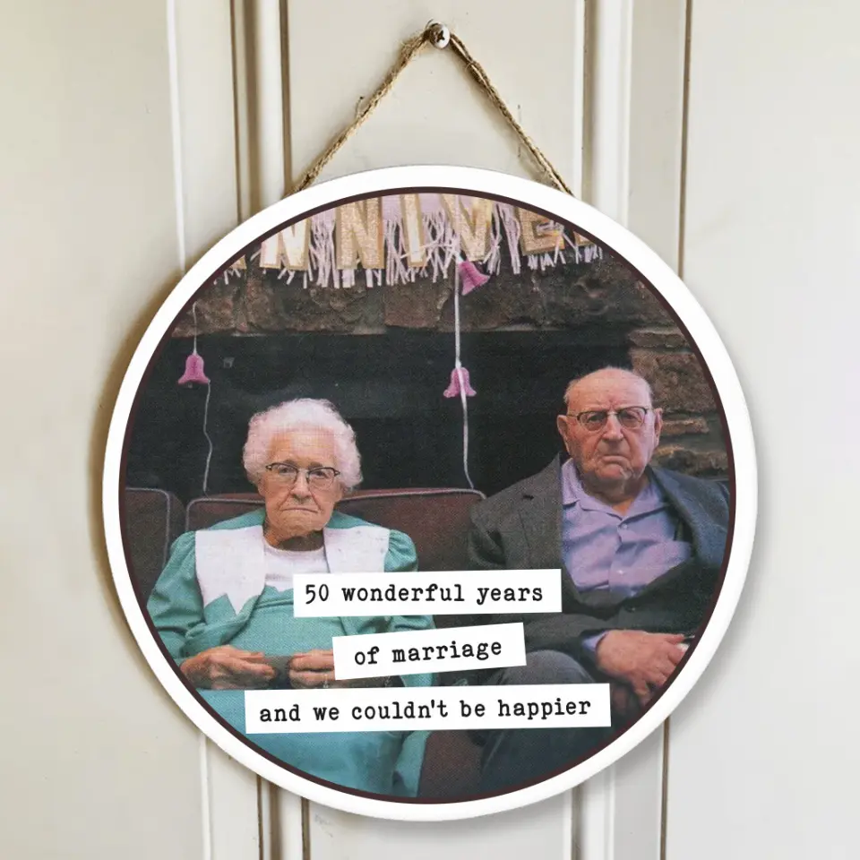 Couple Wooden Sign Funny Anniversary Gift for Parents Grandparents Round Wooden Sign