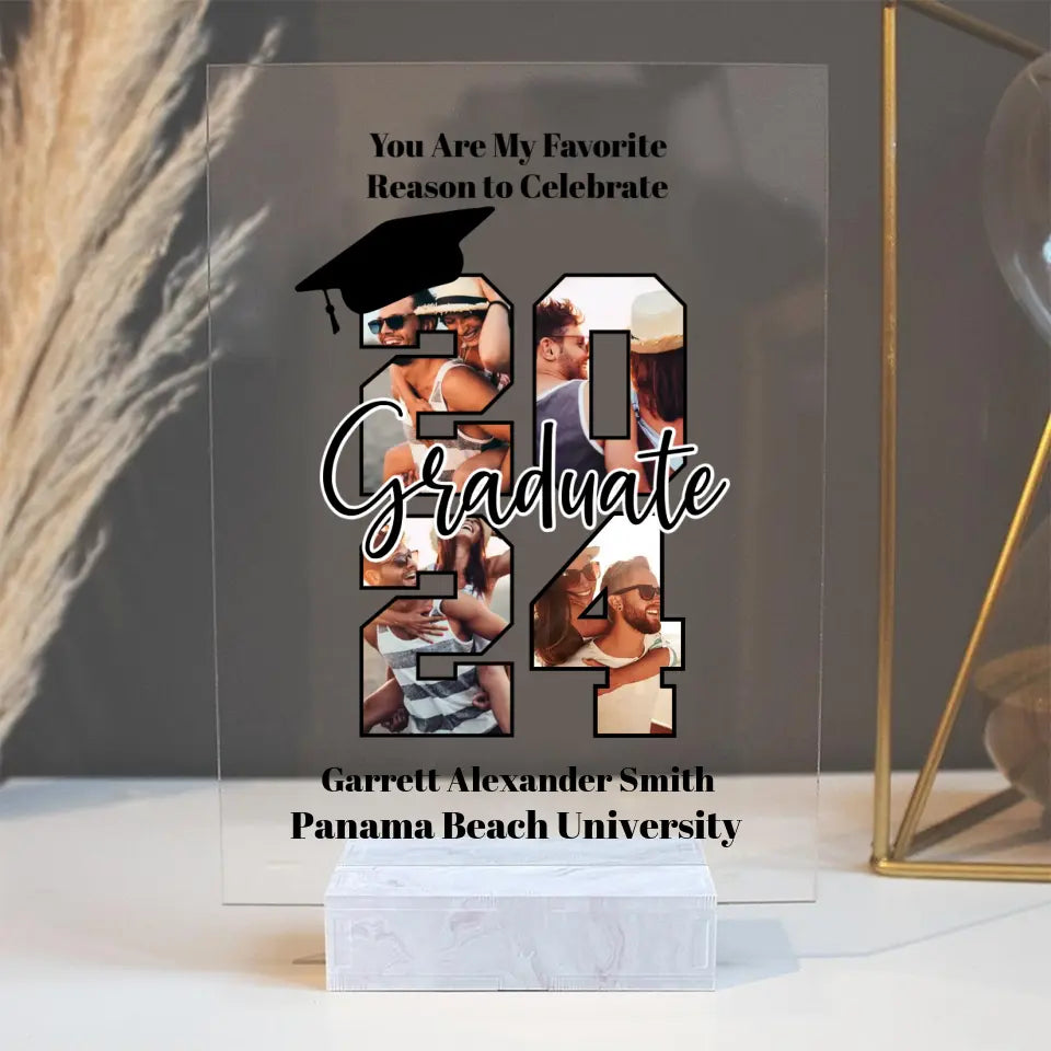 You Are My Favorite Reason To Celebrate - Custom Photo Text Rectangle Acrylic Plaque - Graduation Gift For Boyfriend Girlfriend - 304IHPNPAP502