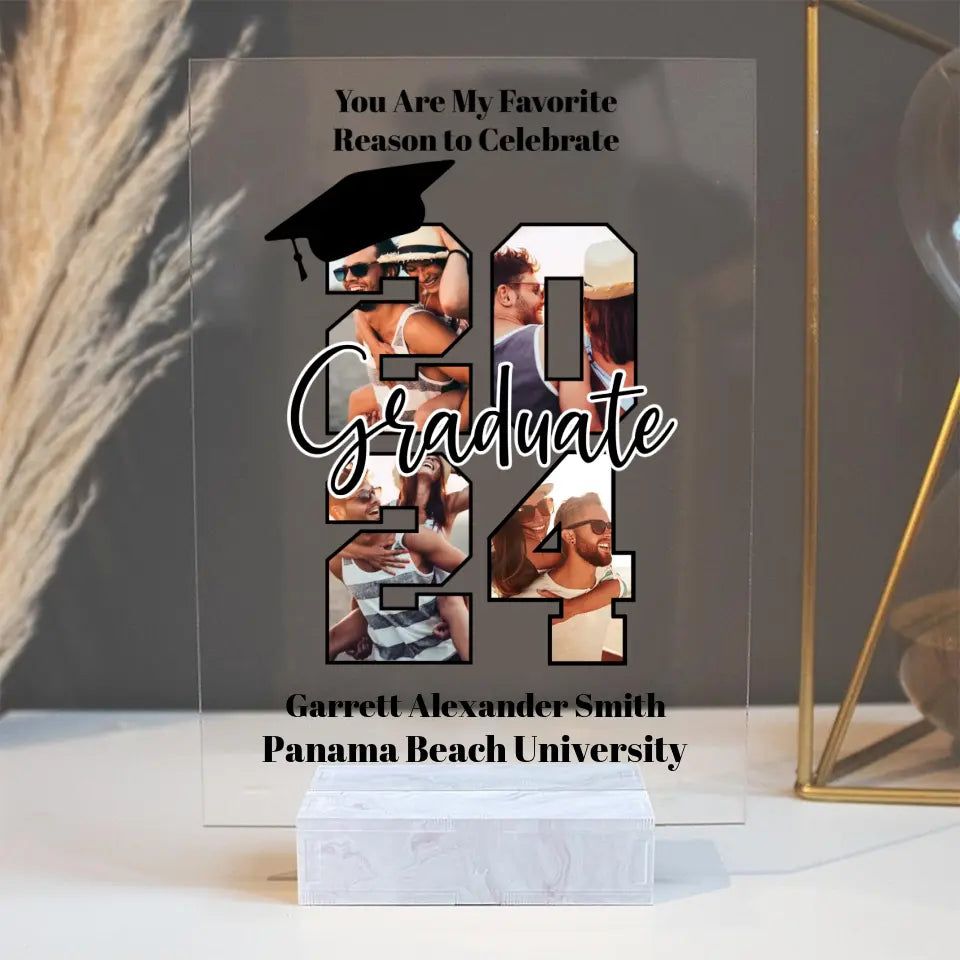 You Are My Favorite Reason To Celebrate - Custom Photo Text Rectangle Acrylic Plaque - Graduation Gift For Boyfriend Girlfriend - 304IHPNPAP502