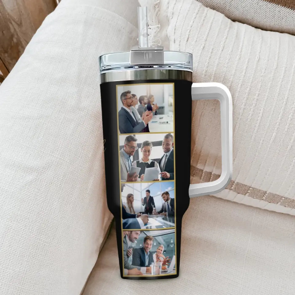 Gift for Boss - Thank You for the Difference You Made - Best Boss Ever - Personalized Upload Photo 40oz Tumbler with Handle