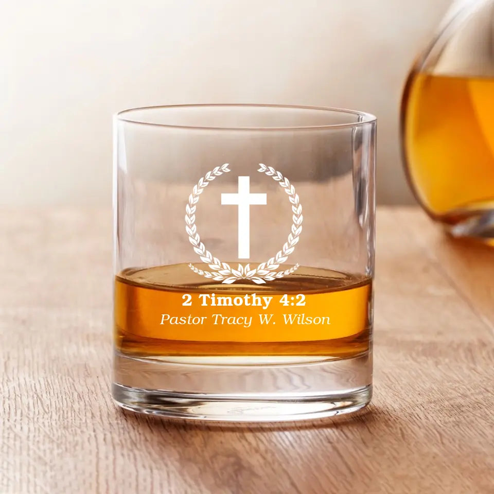 Personalized Bible Verse Bar Glass - Gift For Pastor - Christian Gift for Him