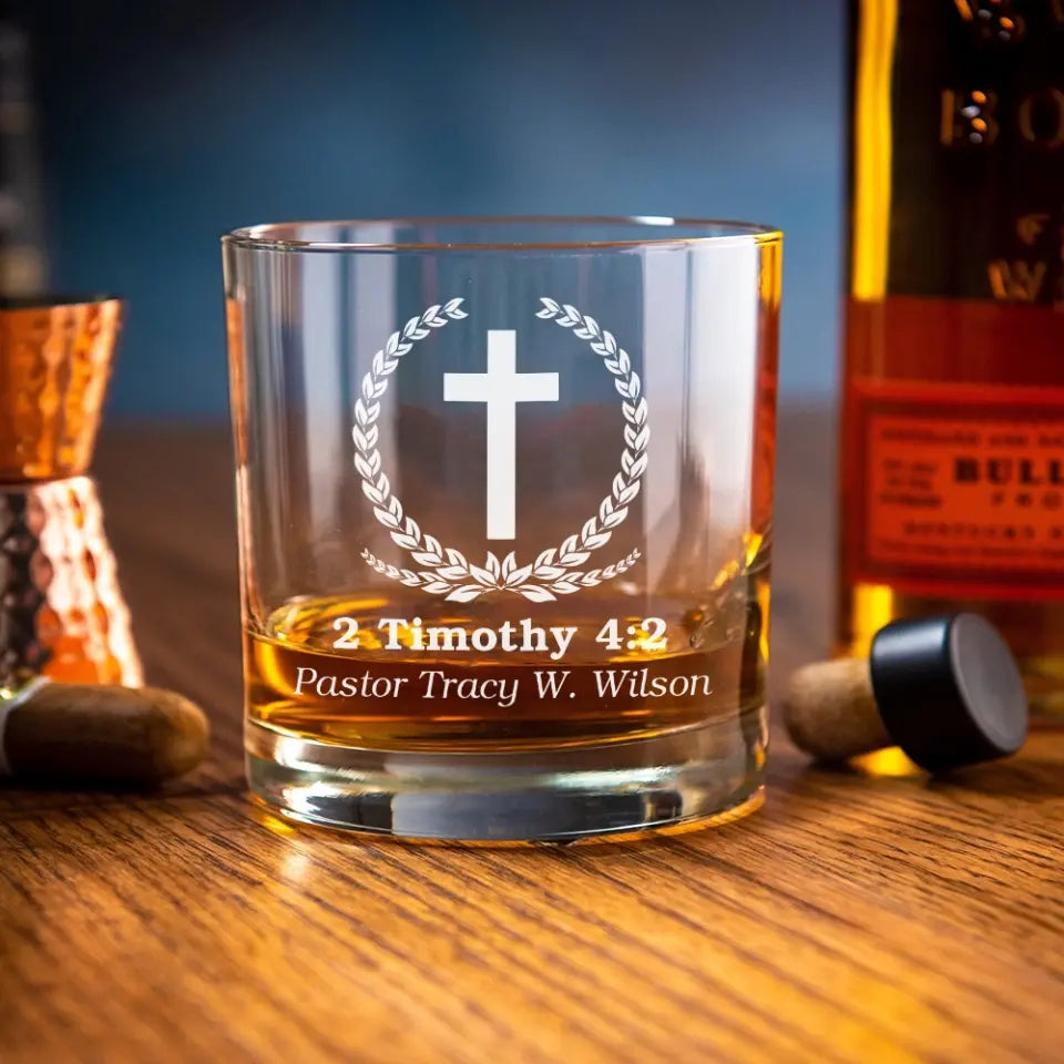 Personalized Bible Verse Bar Glass - Gift For Pastor - Christian Gift for Him