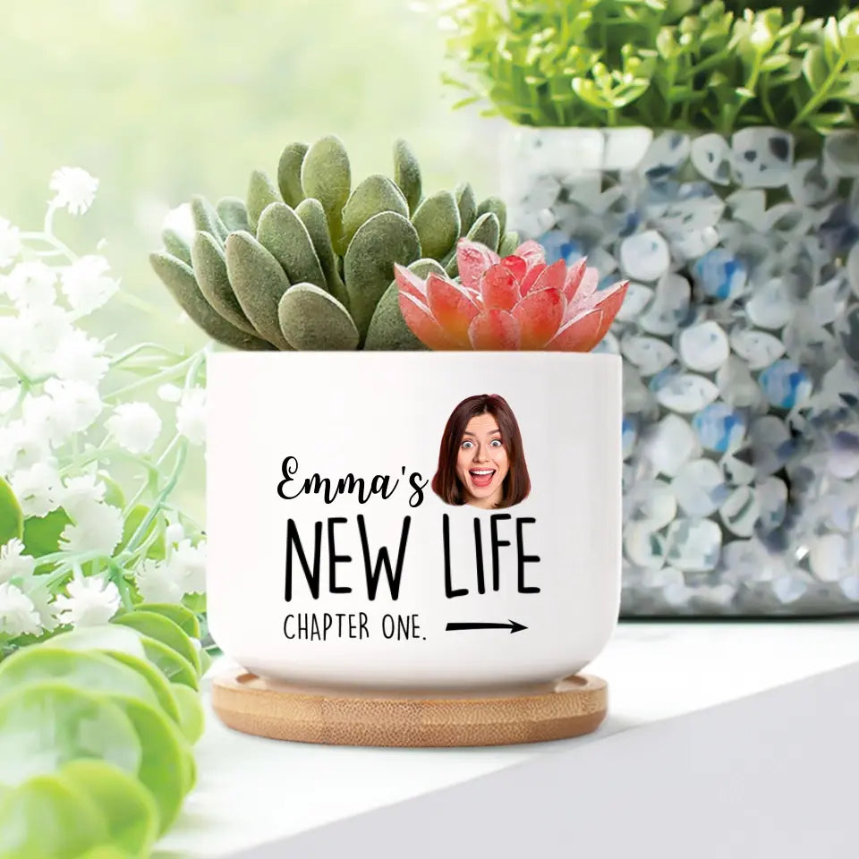 Divorce Gift Personalized Face & Name Ceramic Plant Pot