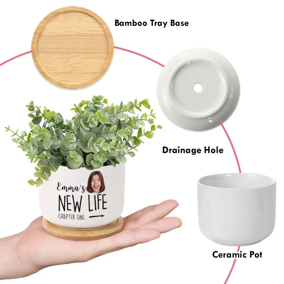 Divorce Gift Personalized Face & Name Ceramic Plant Pot