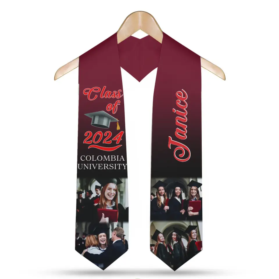 Class of 2025 - Custom Photo Stoles Sash - Graduation Gift For Daughter, Son or College Friends