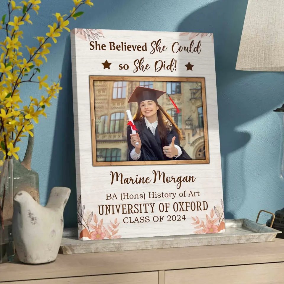 She Believed She Could So She Did Personalized Canvas Poster