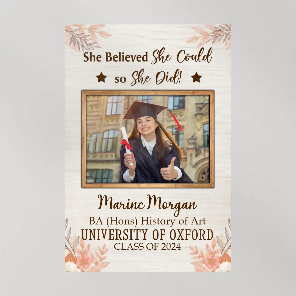 She Believed She Could So She Did Personalized Canvas Poster