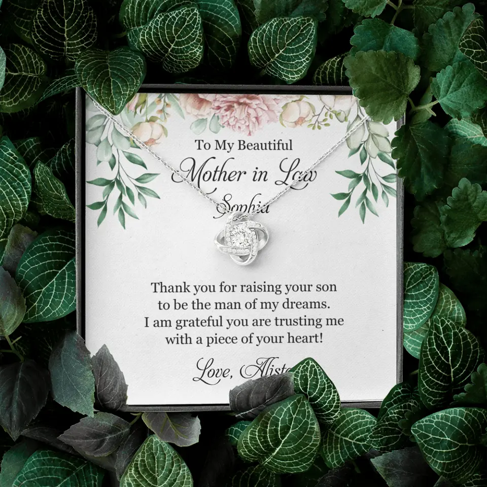 To My Beautiful Mother In Law Thank You Personalized Silver Jewellery