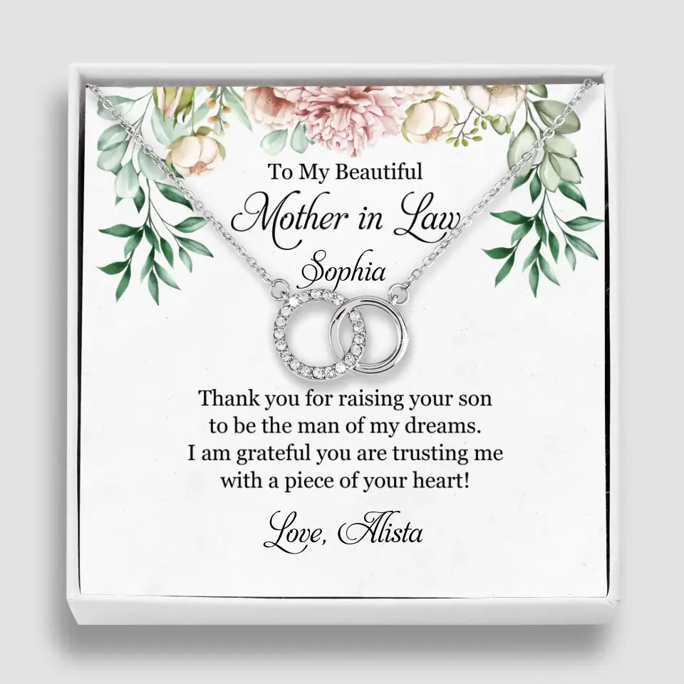 To My Beautiful Mother In Law Thank You Personalized Silver Jewellery