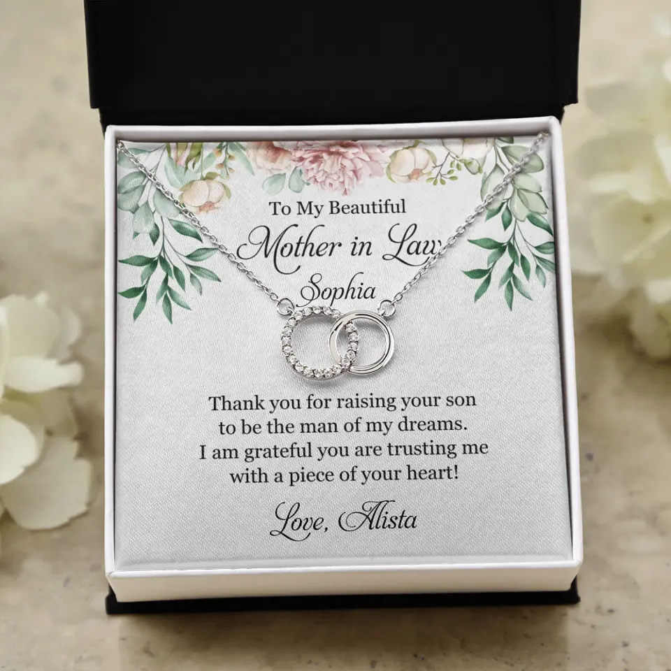 To My Beautiful Mother In Law Thank You Personalized Silver Jewellery